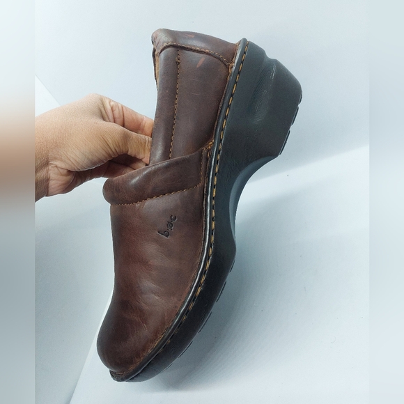 BORN Toby Duo Womens Shoes 10M Brown Slip On Mule Clog Loafer Leather Comfy - Picture 6 of 13